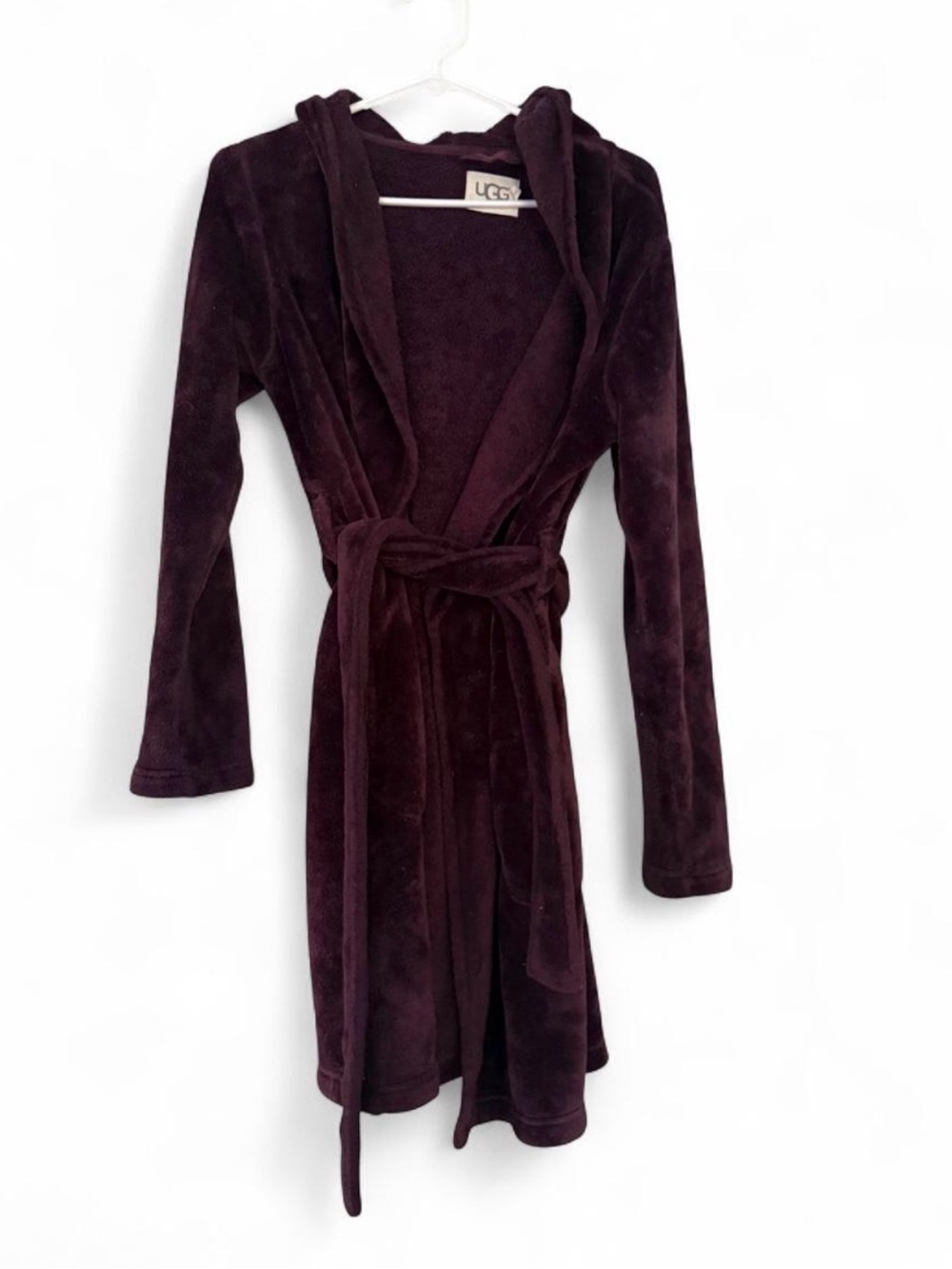 UGG Women's Hooded Plush Robe in Deep Burgundy